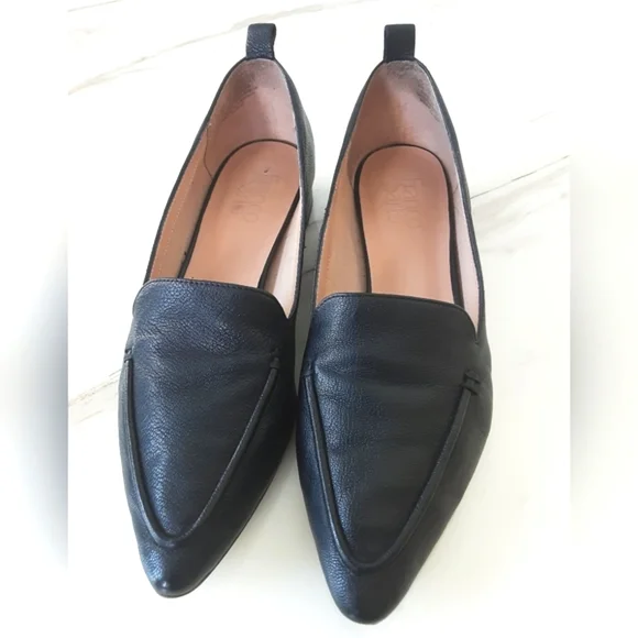 FRANCO SARTO Susie Soft Grain Leather Silver Accent Heel Pointed Toe Flats Sz 9M - Picture 4 of 10